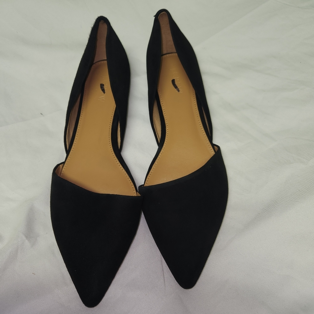 J. Crew Zoe D'Orsay Flats Women's Size 9.5 Pointed Toe F5310 Black Suede Leather